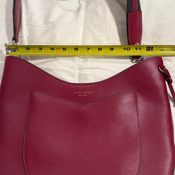 HENRI BENDEL W57TH Large Hobo Striped Guitar Strap Crossbody in Burgundy - Picture 11 of 11